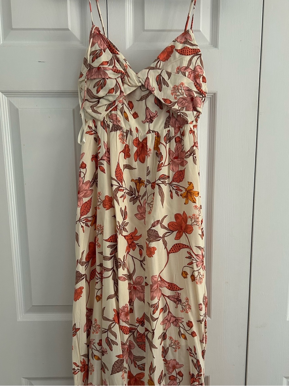 Hello Molly Ivory Maxi Dress with Orange Floral Print - Picture 3 of 4